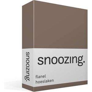 Snoozing - Flanel - Hoeslaken - Eenpersoons - 80x200 cm - Bruin