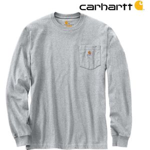 Carhartt - Pocket T-Shirt lang mouw - Heren - Heather Grey - Maat S (valt als M)