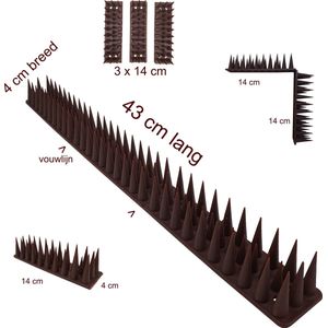 5 x 43 cm - Anti-Duif strips (hoge kwaliteit plastic) - Duivenpinnen - anti duiven - duiven