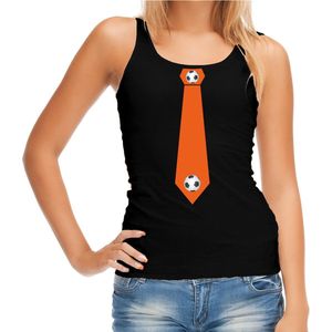 Zwart fan tanktop voor dames - oranje voetbal stropdas - Holland / Nederland supporter - EK/ WK mouwloos t-shirt / outfit XL