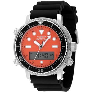 Invicta Pro Diver 48368 Heren Horloge - Waterdicht - Analoog - Quartz Uurwerk - Roestvrij Staal met oranje Wijzerplaat - 46mm