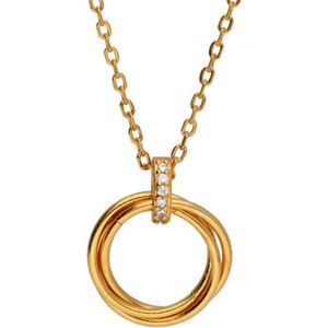 Ketting dames goud - Ketting dames zilver - ketting dames goudkleurig - Ketting dames vergulde zilver - Dames ketting met cirkel hanger - Amona Jewelry