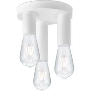 Home Sweet Home - Moderne LED Plafondlamp Marna - Wit - 19/19/16.5cm - Rond - geschikt voor E27 fitting - 3 lichts Plafondlamp gemaakt van metaal