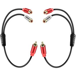 Allecto Plus - RCA naar 2 RCA Y Splitter Audiokabel - Stereo Mannelijk naar Vrouwelijk - Subwoofer - HiFi-Systeem - 2-Pack - 098ft
