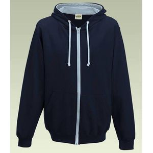 AWDis Just Hoods Varsity Zoodie, New French Navy/ Sky Blue , Maat S