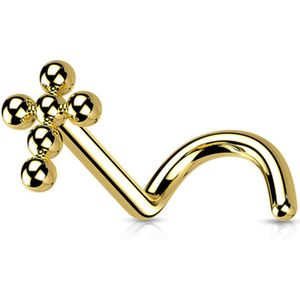 Piercing titanium kruis met bocht gold plated 0.8x6