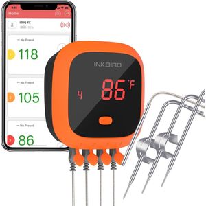 INKBIRD IBT-4XC Waterdichte Bluetooth BBQ Thermometer met 4 Probes - Geschikt voor Keuken en Buitenshuis Koken