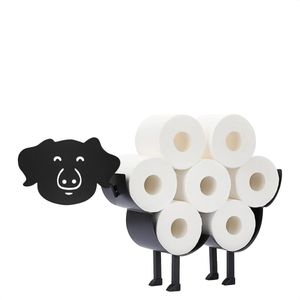Sanics Reserverolhouder Vrijstaand - WC Papier Houder Hangend - Wandhouder - Varken - Zwart