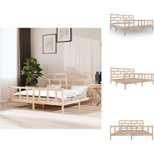 vidaXL Bedframe Houten - 205.5 x 205.5 cm - Massief grenenhout - Geschikt voor 200 x 200 cm matras - Bed
