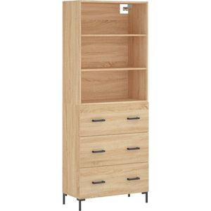 vidaXL - Hoge - kast - 69,5x34x180 - cm - bewerkt - hout - sonoma - eikenkleurig