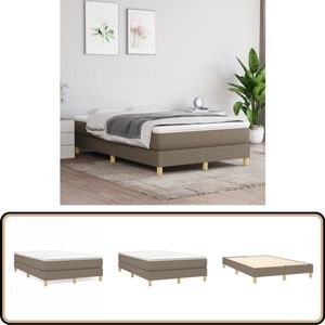 vidaXL Bedframe 120x200 cm - Taupe Stof Boxspringframe - Bedframe - Slaapkamerinrichting - Stoffen Bedframe - Taupecameras - Bed Kopen