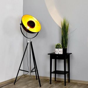 Lindby - Vloerlamp- Driepoot - - 1licht - Metaal - H: 180 cm - E27 - Zwar - Gou - Chroom