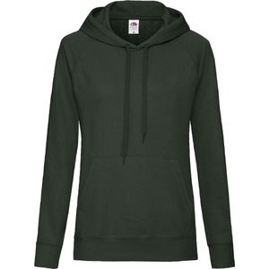 Fruit Of The Loom Dames Fitted lichtgewicht Sweatshirt Met Capuchon / Hoodie (240 GSM) (Bottle Groen)