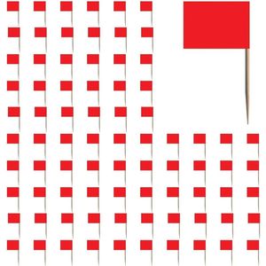 200 Tandenstokers met Rode Vlag - Decoratieve Mini-Vlaggen Tandenstokers voor Voedseldecoraties - Fruitspiesen Dessertspiesen Feestdecoraties - Bakwaren .