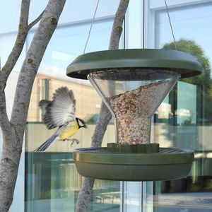 vogelvoederhuisje Davos SMART BIRDS. Voer vogels - geen knaagdieren! Robuust + betrouwbaar op te hangen. Herbruikbaar. 2 voederkamers. Gemaakt in de EU. Lichtgrijs