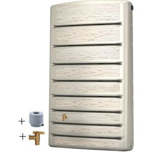 Graf regenton Extra Slim 400 L - Beige- met kraantje -met vulautomaat voor ronde regenpijpen