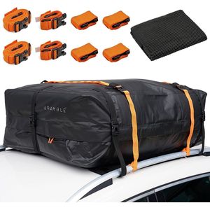 BRAMBLE Auto Dakdrager Tas (425 Liter) - Heavy Duty Car Roof Cargo Carrier Bag met Anti-Slip Protector Mat & Banden