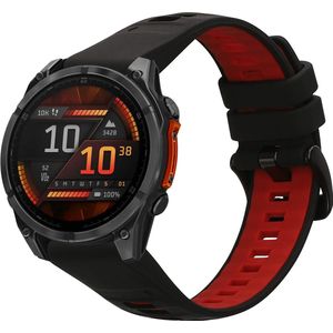 kwmobile horlogebandje geschikt voor Garmin Fenix 8 47mm / Fenix E 47mm polsband - Smartwatch bandje van TPU - Activity tracker horloge band in zwart / rood