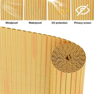 Balkonscherm PVC Tuinscherm Hekwerk voor Buiten Balkonbekleding van PVC Weerbestendig UV-Bescherming Balkon Terras Windscherm voor Balkon Tuin Zonnescherm Balkonscherm PVC Tuinscherm Hekwerk voor Terras met Tie-wraps Bamboe 160 x 800cm
