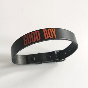 PROVOCATEUR - BDSM Halsband met Tekst ""Good Boy"" - leren collar voor Mannen, Bondage, DDLB, Petplay, Puppyplay, Gay Roleplay - Zwart met rood