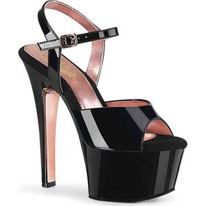 Pleaser - ASPIRE-609TT Sandaal met enkelband, Paaldans schoenen - Paaldans schoenen - 44 Shoes - Zwart/Roze