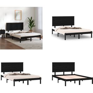 vidaXL Bedframe massief hout zwart 120x190 cm 4FT Small Double - Bedframe - Bedframes - Bed - Bedbodem