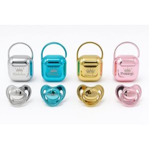 Gouden speen en gouden speenhouder, kan ook rechtstreeks als cadeau worden verstuurd - kraamcadeau unisex