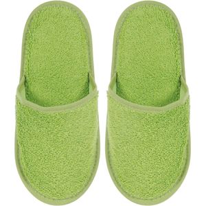 Badslippers Badstof Uni Pure met Zool Groen Maat 38 - 1 Paar