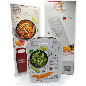 Börner Mandoline V3 Super promo - Inclusief Roko rasp & 6-in-1 dunschiller – Wit – In verpakking