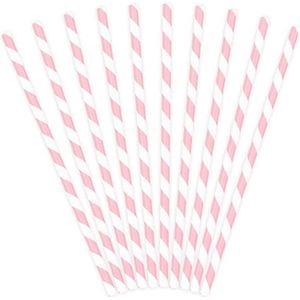 Partydeco - Rietjes Stripes Wit/Roze (10 stuks)