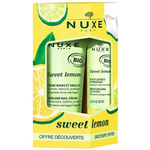 Nuxe Sweet Lemon Organic Hand and Nail Cream 30 ml + Organic Moisturizing Lip Stick 4 g