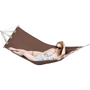 Hangmat met spreidstok Outdoor - 1 Persoons - Tuin Hangmat - Katoenen - Boek Bruin - 190x80cm - Tot 100kg Hangmat met spreidstok