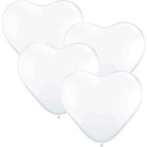 Pakket van 4x stuks qualatex hartjes XL ballonnen wit 90 cm - Valentijn versiering - Bruiloft feestversiering