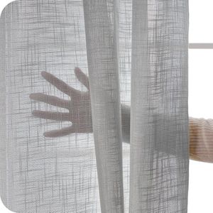 2 stuks linnen gordijnen met ogen voile gordijn half-transparante gordijnen woonkamer moderne gordijnen linnen 140x180cm grijs