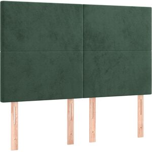 vidaXL Boxspring - Fluweel - Groen - 140x190 cm - Inclusief Matras Boxspring - Fluweel Bed - Groen Bed - Led Bed - King Size Bed