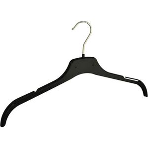 De Kledinghanger Gigant - Kledinghanger - Volwassenen - GN43 - 50 Stuks - Blousehanger - Shirthanger - Kunststof - Zwart - Rokinkepingen - 43 cm - Kledinghanger - Kleerhanger - GN-Serie (GN43_00/50)