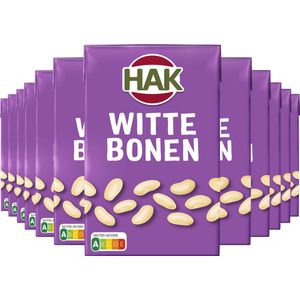 HAK Witte Bonen in Pak 12x 380gram - Pure smaak en rijk aan eiwitten. Vegan - Plantaardig - Vegetarisch - Peulvruchten - Groenteconserven