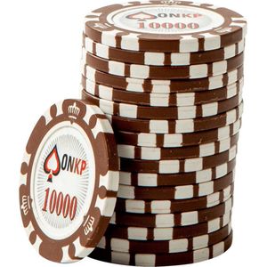 ONK Poker Chips 10.000 bruin (25 stuks) - pokerchips - pokerfiches - poker fiches - clay chips - pokerspel - pokerset - poker set