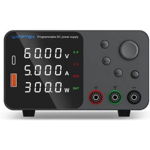 Voeding - Omvormer - Regelbare spanningsregelaar 4-cijferig wit display - Laboratorium tafelvoeding - Mini Lab Voeding - 30V - 10A - Zwart