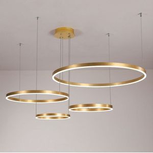 Loft Home Hanglamp Gouds-s4 ringens-s60, 80, 60, 40 CMs-sPlafondlamps-sModerns-sInterieurs-sKroonluchters-sVerlichting