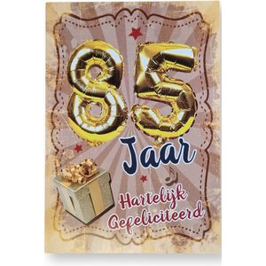 Hoera 85 Jaar! Luxe verjaardagskaart - 12x17cm - Gevouwen Wenskaart inclusief envelop - Leeftijdkaart