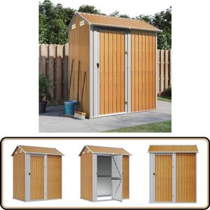 vidaXL Tuinschuur - 192x152,5x237 cm - Lichtbruin Staal Tuinschuur - Houten Schuur - Opslagruimte Tuin - Buitenschuren - Garage Klein