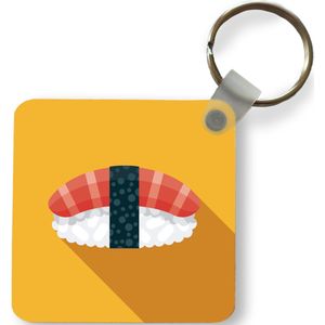 Sleutelhanger - Uitdeelcadeautjes - Sushi illustratie met schaduw op gele achtergrond - Plastic
