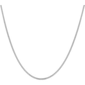 Lucardi Dames Ketting met gourmet schakel - Echt Zilver - Ketting - Cadeau - 45 cm - Zilverkleurig