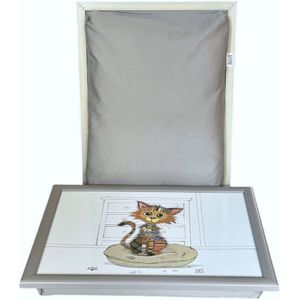L&P - Laptray - Schootkussen - Schoottafel - Laptoptafel - Schootdienblad Patchwork Kat - 44x33x6 cm