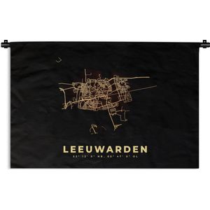 Wandkleed - Wanddoek - Leeuwarden - Kaart - Stadskaart - Plattegrond - 90x60 cm - Wandtapijt