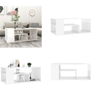 vidaXL Salontafel 100x50x40 cm bewerkt hout hoogglans wit - Salontafel - Salontafels - Koffietafel - Koffietafels
