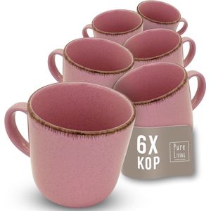 Koffiekopjes 6-delig Rustiek - Hoogwaardige Steengoed Kopjes, Vaatwasserbestendig - Eigentijds Thee- en Koffiebekerset - Koffieservies -