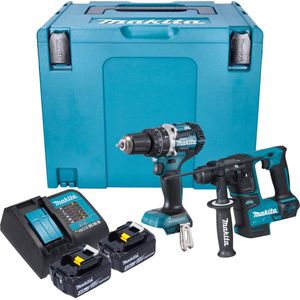 Makita DLX 2278 SMJ accukit + DHP 484 klopboormachine 54 Nm + DHR 171 klopboormachine 1.2 J + 2x accu 4.0 Ah + lader + Makpac