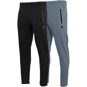 2-Pack Donnay - Joggingbroek met rechte pijp - sportbroek - Heren - Maat 3XL - Zwart/Blue-grey (486)